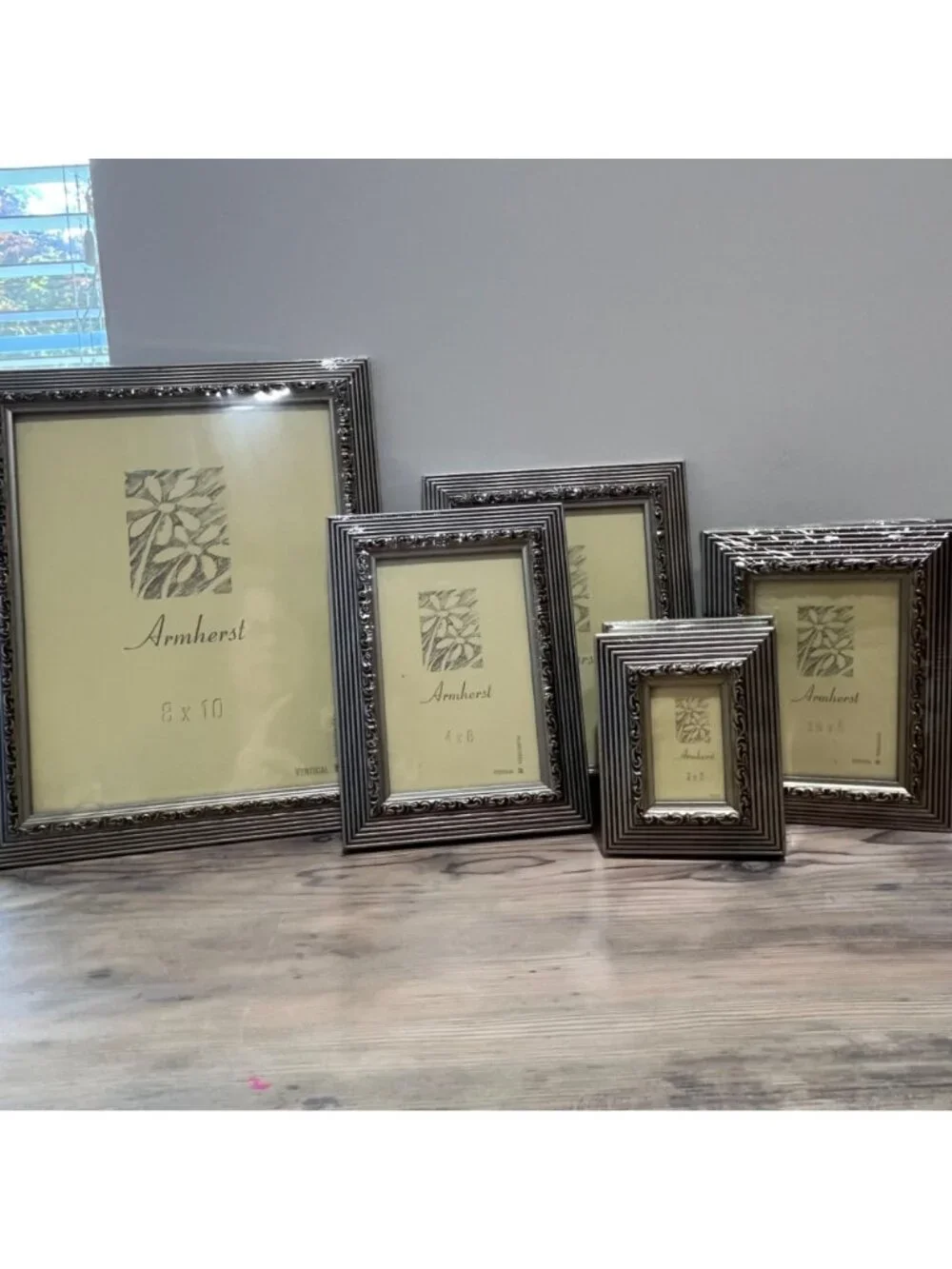 Crown Court 10 Piece Picture Frame Set Pewter Finish with Ornate Scrolling Detai